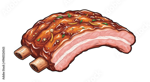 Delicious Barbecue Ribs with Glaze and Herbs