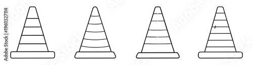 Four line art traffic cones showing different types of horizontal lines
