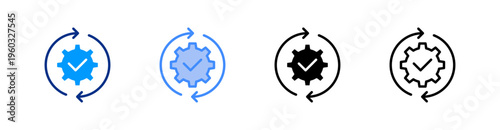 Settings Multiple Style Icon Set Vector 