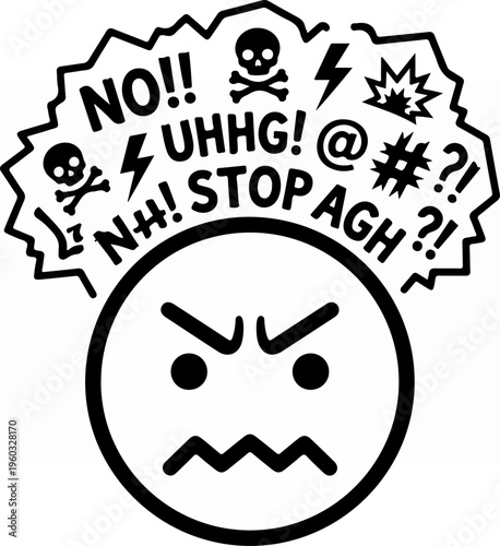 Angry Face with Warning Symbols.