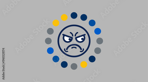 Angry Face Emoticon Graphic Design.
