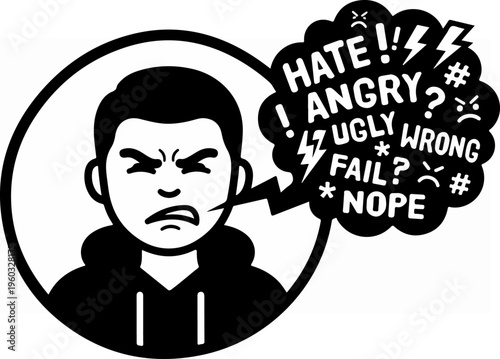 Angry Man with Speech Bubble.