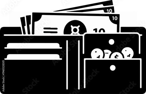 Black wallet with euro cash.