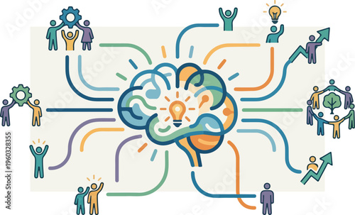 Brain with people connections.