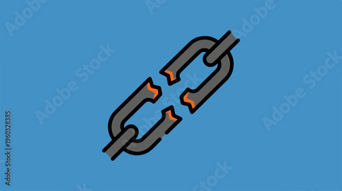 Broken Chain Link Isolated Object.