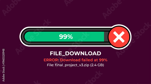 Failed File Download Error Message.