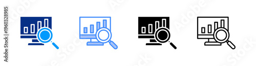 Data Analysis Multiple Style Icon Set Vector 