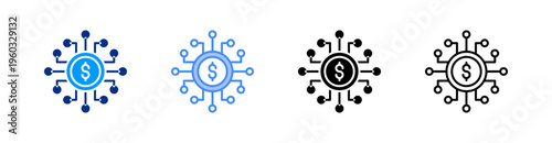 Digital Money Multiple Style Icon Set Vector 