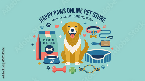 Golden Retriever Pet Store Logo.