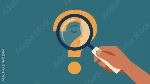 Hand Holding Magnifying Glass.