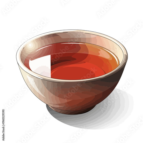 Ceramic Bowl Filled with Amber Liquid and Shadow