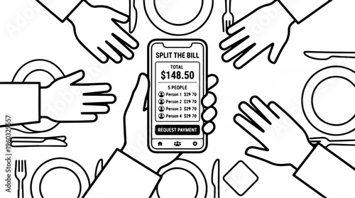Hands Sharing Restaurant Bill.
