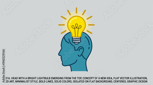 Head With Lightbulb Idea Concept.