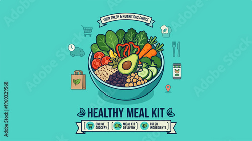 Healthy Meal Kit Bowl Food.