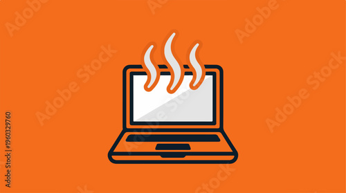 Laptop with heat waves rising.