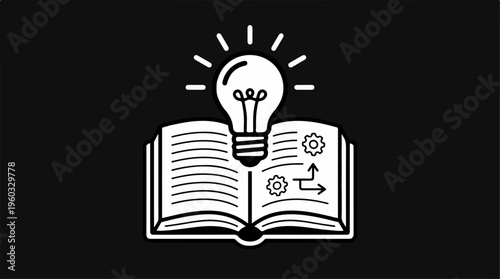 Light Bulb Over Open Book.