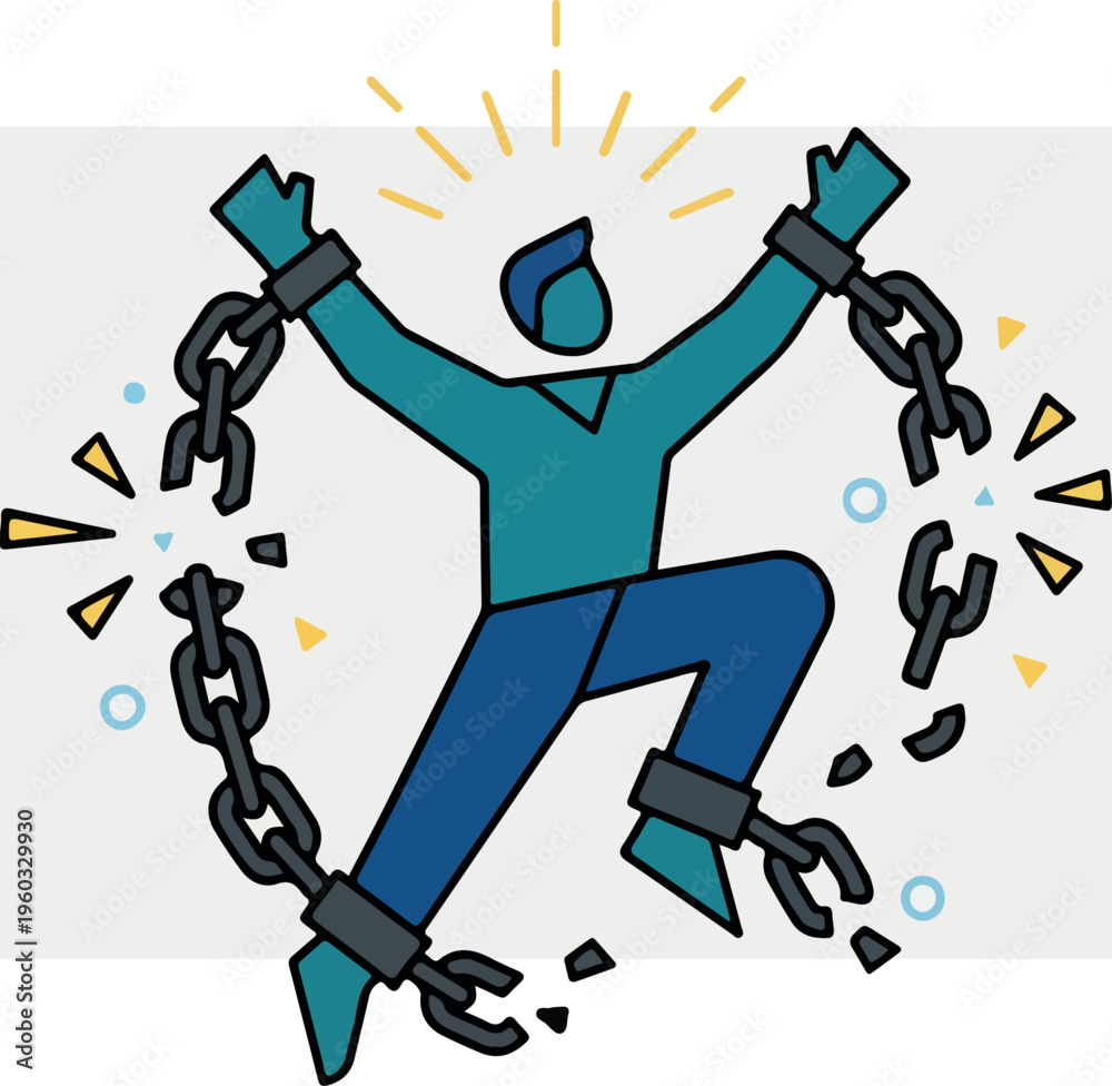Fototapeta premium Man Breaking Free From Chains.