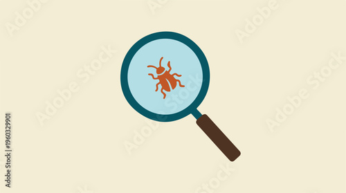 Magnifying glass with insect inside.