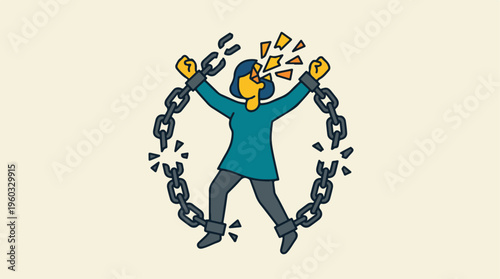 Man Breaking Free From Chains.