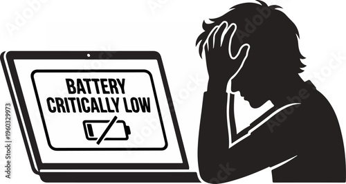 Man Frustrated With Low Battery.