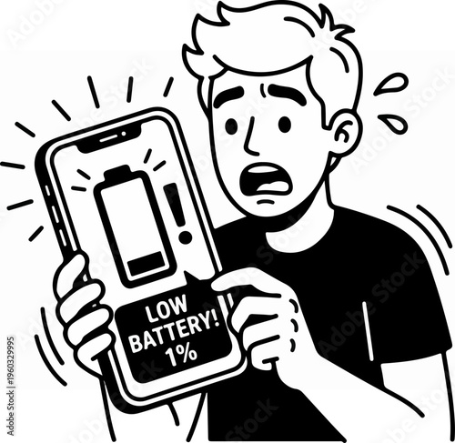 Man Holding Low Battery Phone.