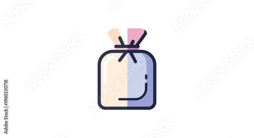 Cartoon Gift Bag Icon on White Background