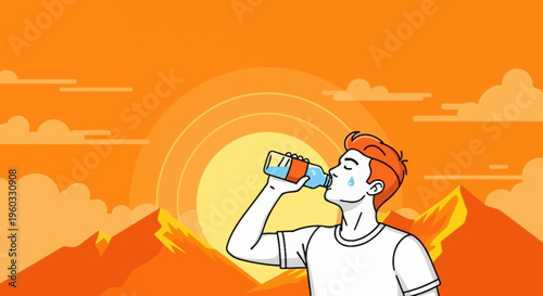 Man Quenches Thirst During Intense Summer Heat With Refreshing Drink