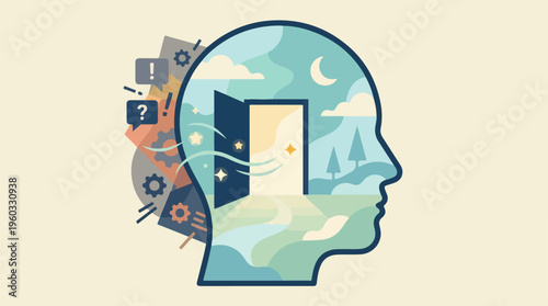 Mindful Brain Open Door Concept.