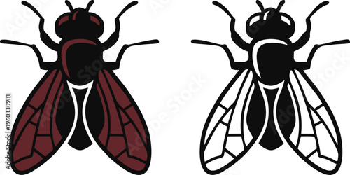 Housefly Insect Silhouette for Pest Control Design