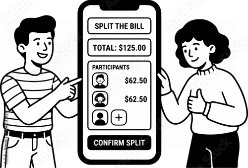 People using bill split app.