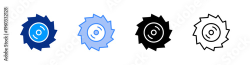 Saw Blade Multiple Style Icon Set Vector 