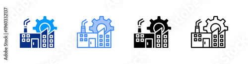 Industrial Revolution Multiple Style Icon Set Vector 