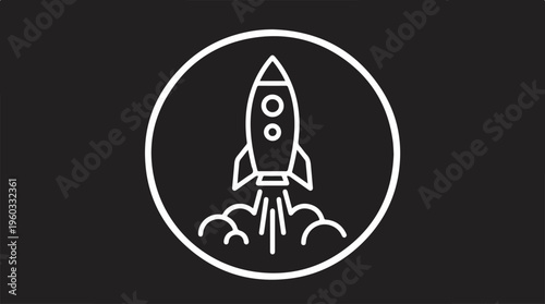 Rocket Ship Icon Launching High.