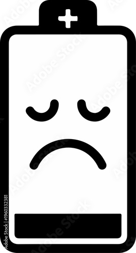 Sad Battery Icon Symbol.