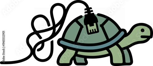 Turtle with an electrical cord.