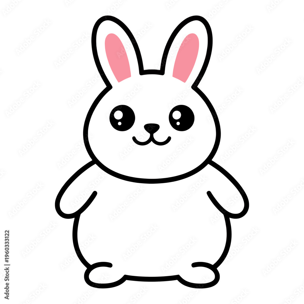 Obraz premium Cute Rabbit With Pink Ears Line Icon