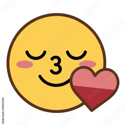Blushing Face With Kiss And Heart UI Icon