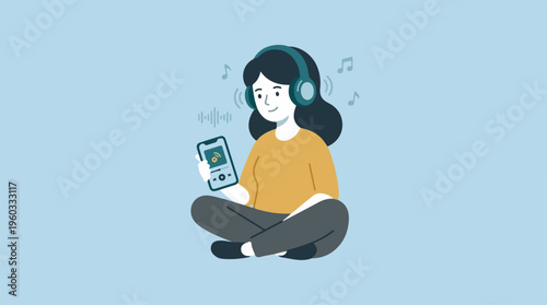 Woman listening to music digitally.
