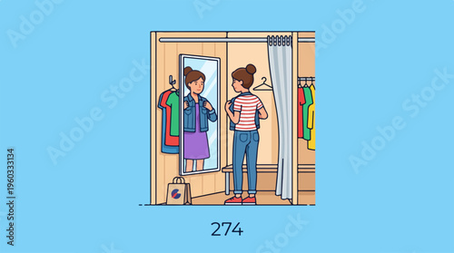 Woman Looking in Closet.
