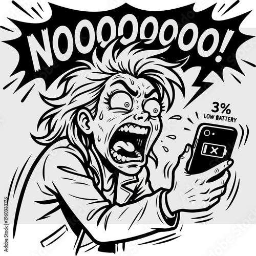 Woman Reacts to Low Battery.