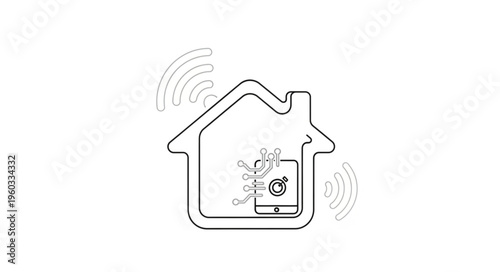 Smart home technology concept showing wireless connectivity and automation.