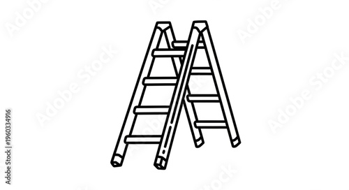 Detailed illustration of a wooden ladder, perfect for construction and home improvement tasks.