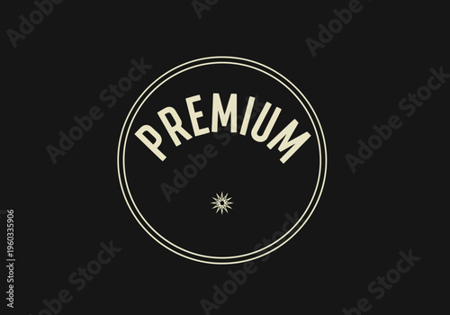 Elegant retro premium quality label design with vintage star emblem on a dark background, perfect for high-end products and services branding