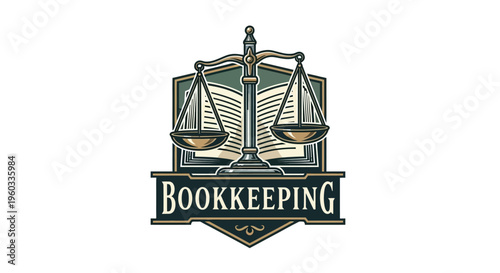Bookkeeping Logo Design with Scales of Justice and Open Book