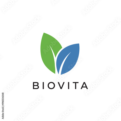 Abstract green and blue leaf logo design symbolizing nature, health, and vitality for eco-friendly brands and wellness products, ideal for businesses focused on organic and sustainable living