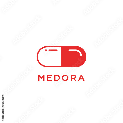 Minimalist Red and White Pill Logo Design - Modern Medical Brand Identity