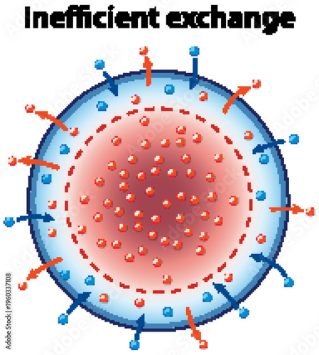 Scientific Diagram of Inefficient Particle Exchange in a Circular Cell Model