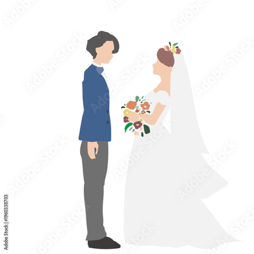 向かい合う新郎新婦