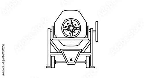 Detailed illustration of a concrete mixer, perfect for construction projects and building.