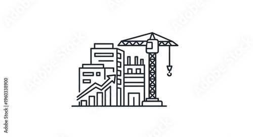 Construction site with buildings and a crane showing economic growth.